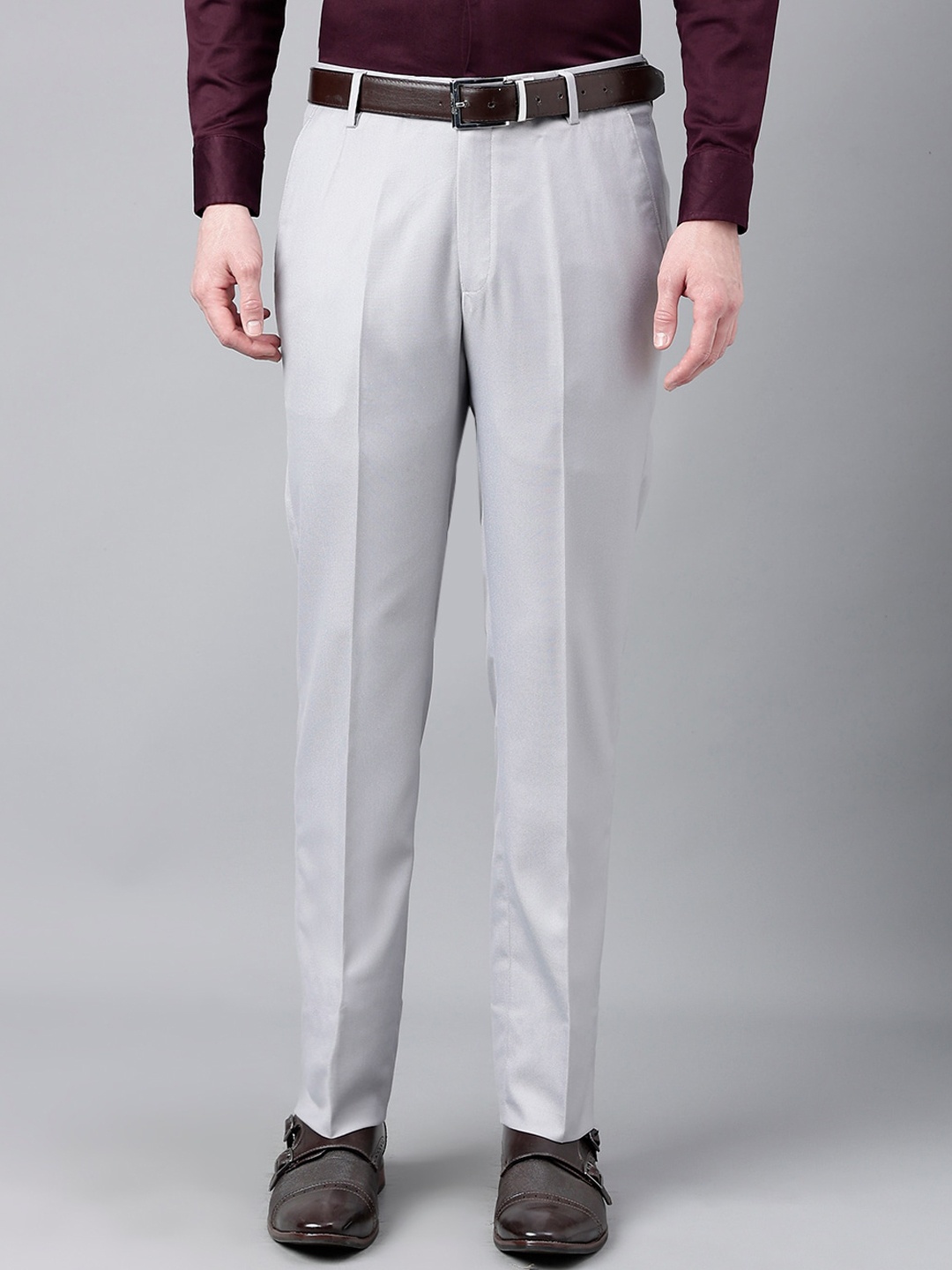 

Richlook Men Mid-Rise Slim Fit Formal Trousers, Grey