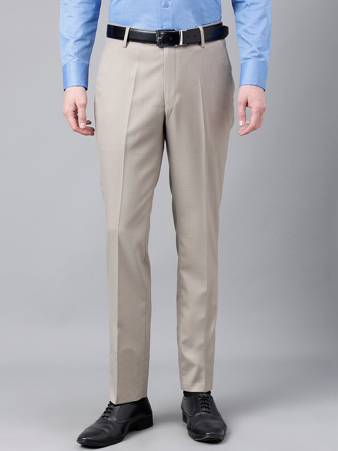 

Richlook Men Mid-Rise Slim Fit Formal Trousers, Beige