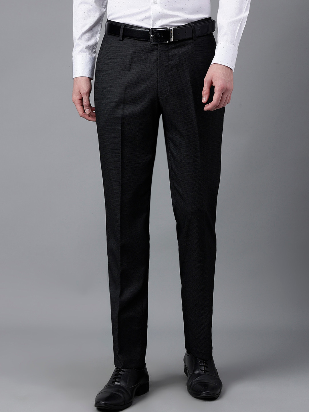 

Richlook Men Mid-Rise Slim Fit Formal Trousers, Black
