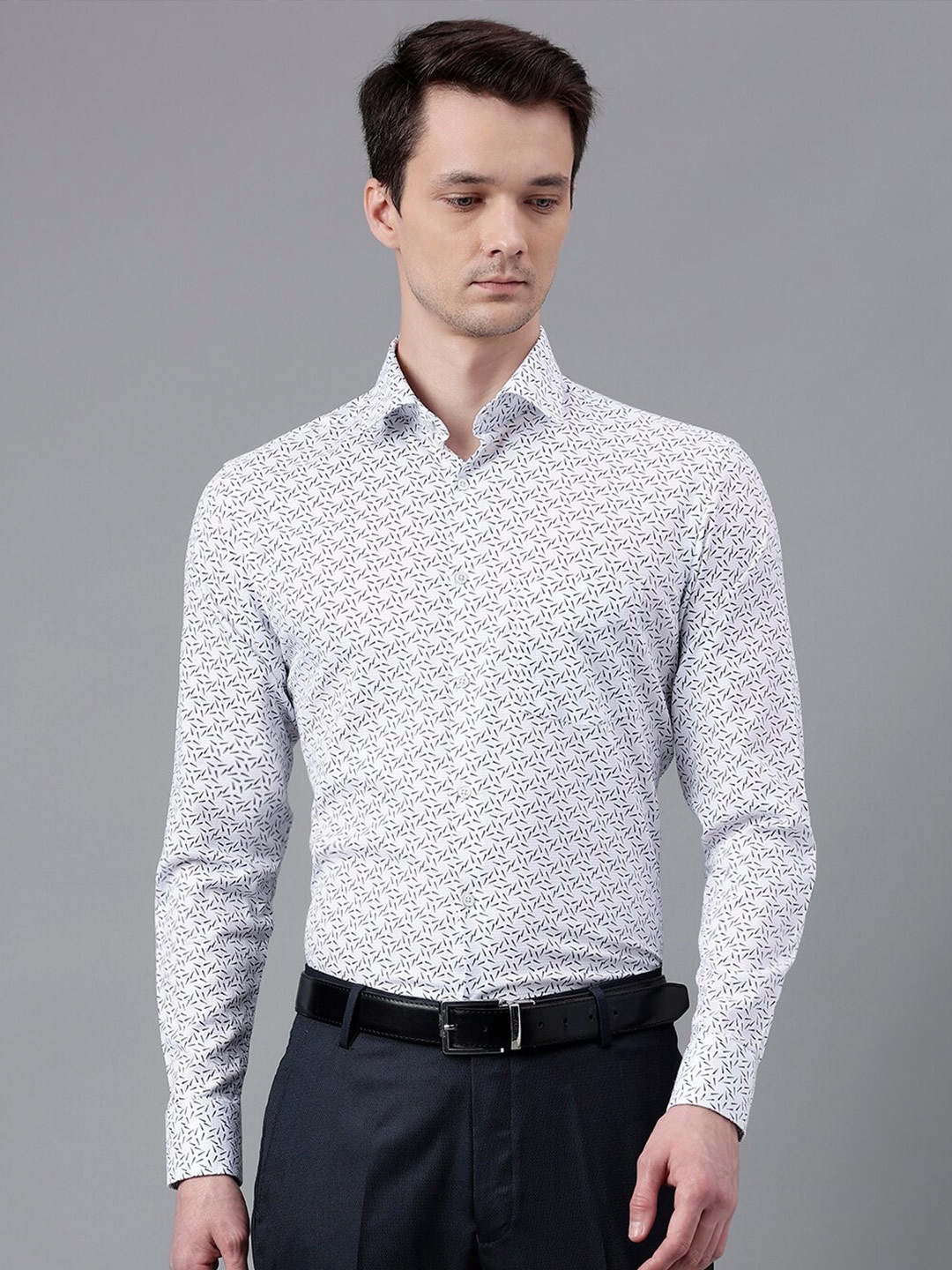 

Richlook Standard Regular Fit Cotton Opaque Printed Formal Shirt, White