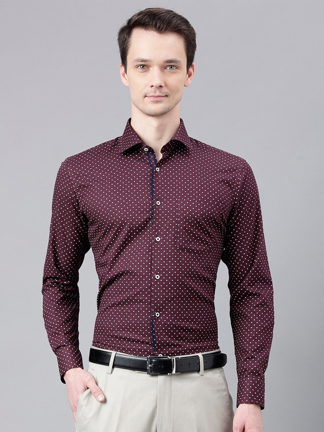 

Richlook Standard Regular Fit Cotton Opaque Printed Formal Shirt, Maroon