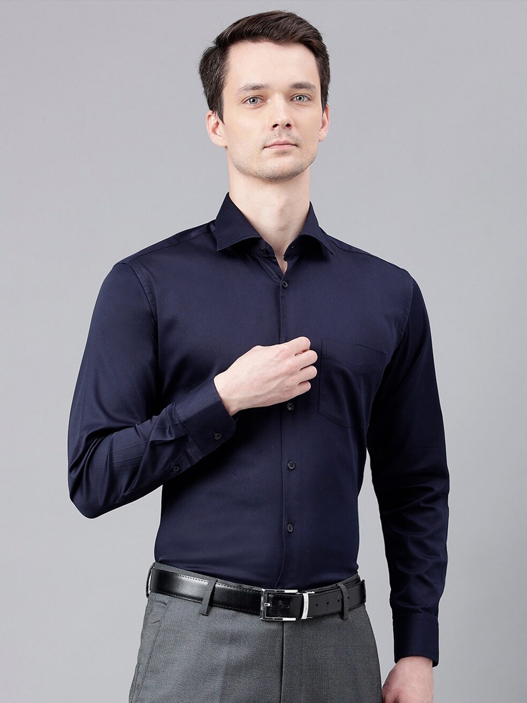 

Richlook Spread Collar Standard Opaque Formal Shirt, Navy blue