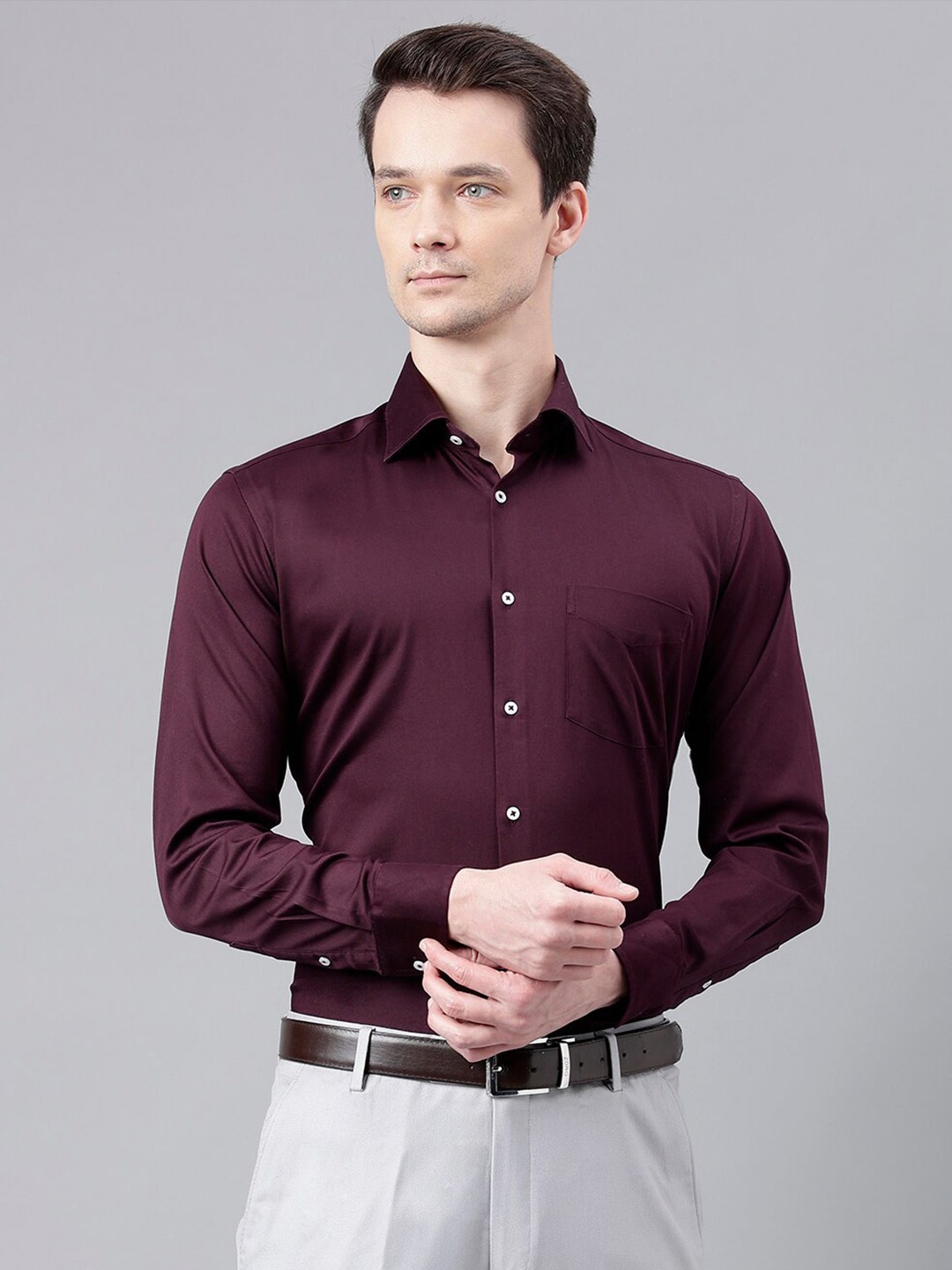 

Richlook Spread Collar Standard Cotton Formal Shirt, Maroon