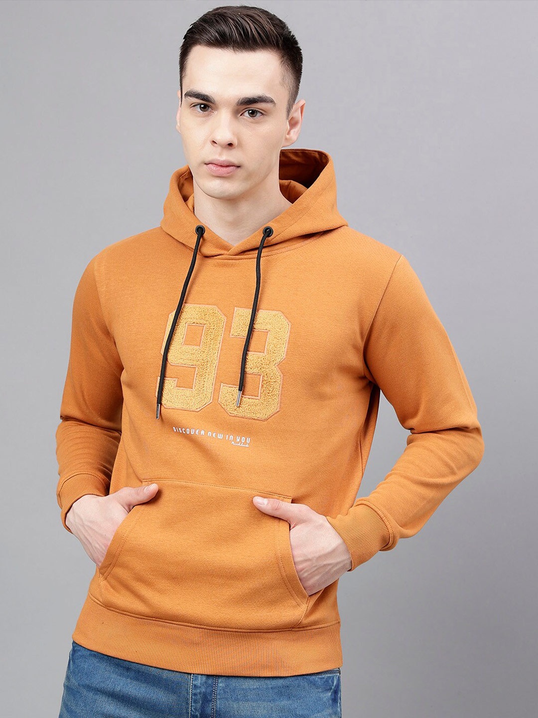 

Richlook Typography Printed Hooded Pullover, Orange