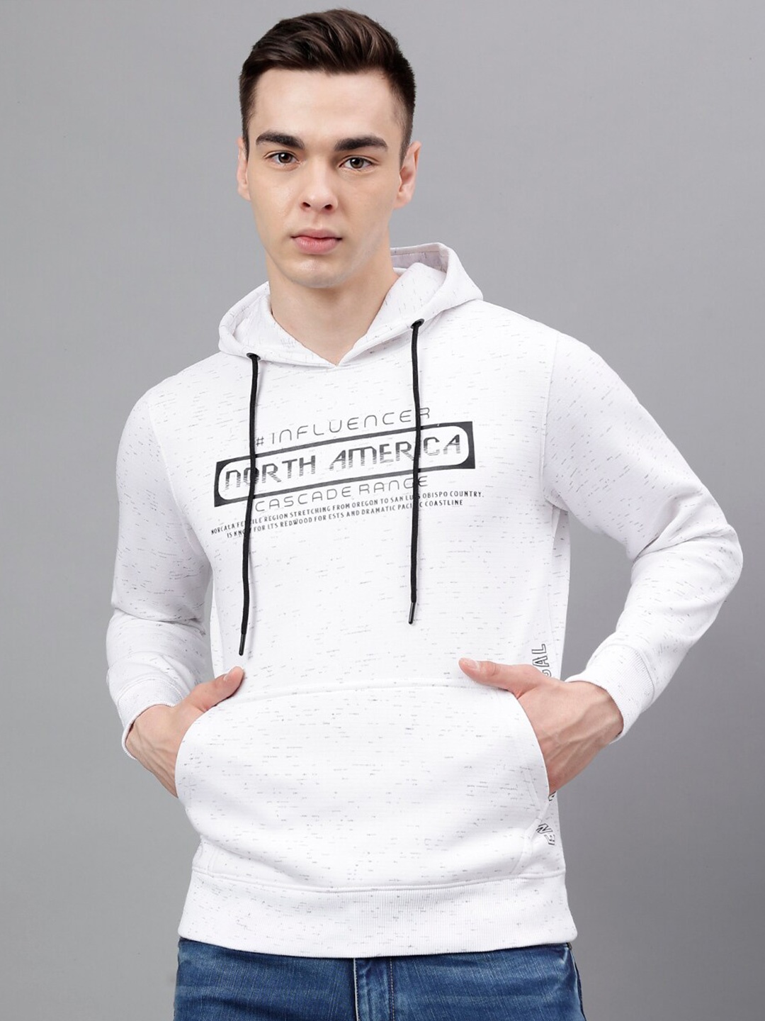 

Richlook Typography Printed Hooded Pullover, Off white