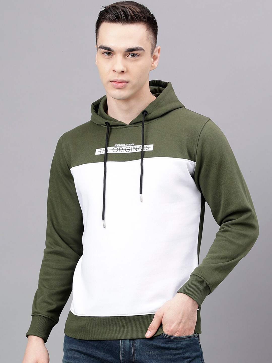 

Richlook Colourblocked Hooded Pullover, Olive