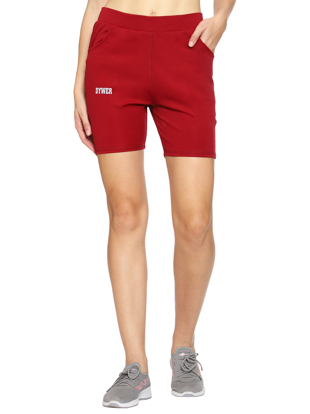 

BAESD Girls Slim Fit Mid-Rise Gym Sports Shorts, Maroon