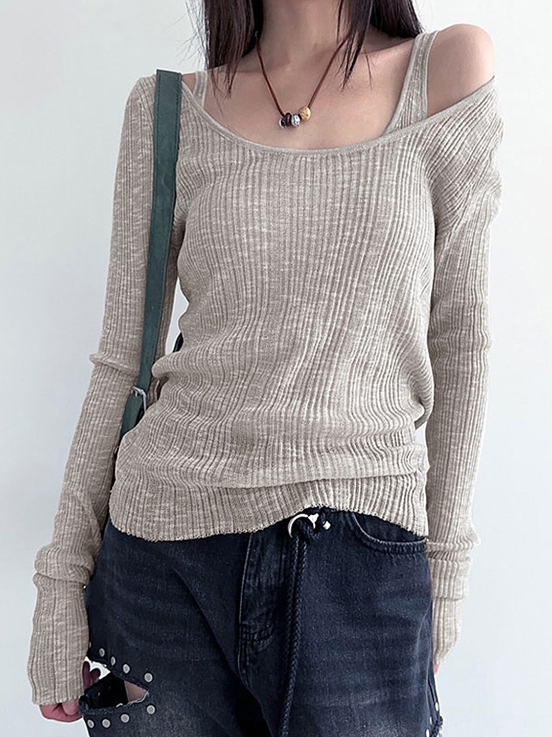 

LULU & SKY Round Neck Top, Grey