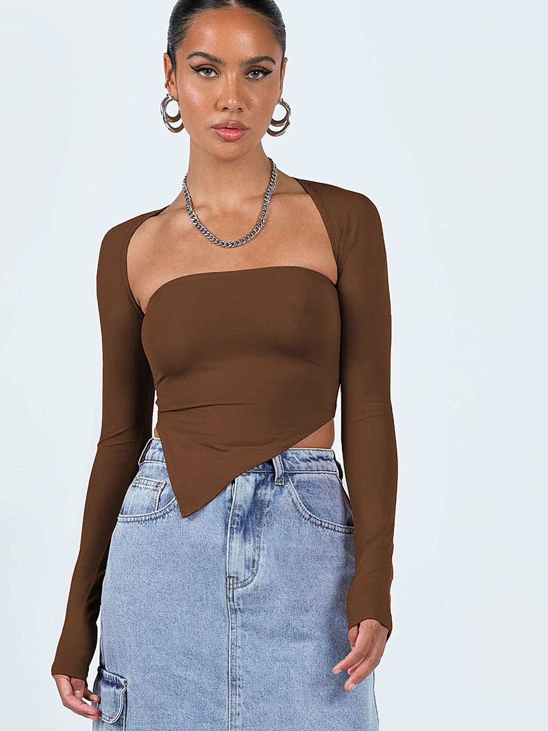 

LULU & SKY Tube Top & Shrug Set, Coffee brown