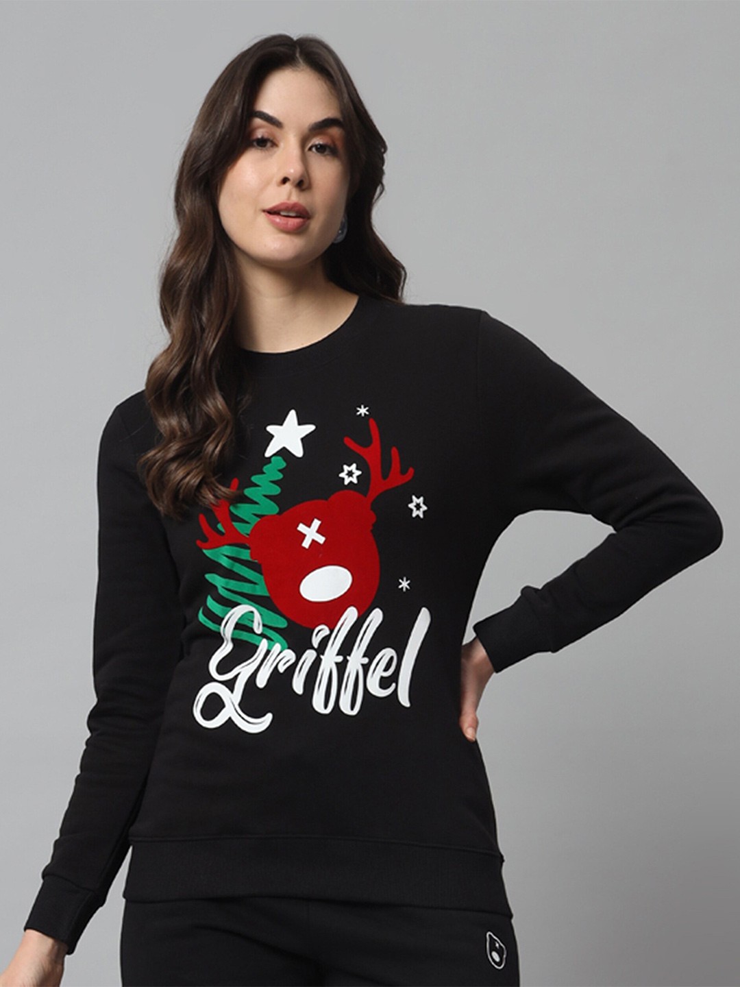

GRIFFEL Typographic Printed Fleece Sweatshirt, Black