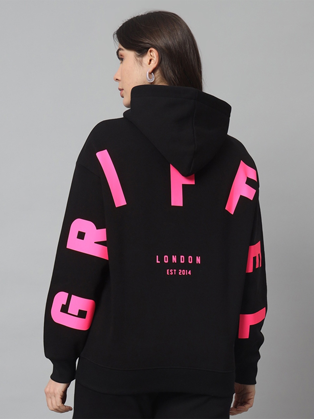 

GRIFFEL Typographic Printed Hooded Fleece Sweatshirt, Black