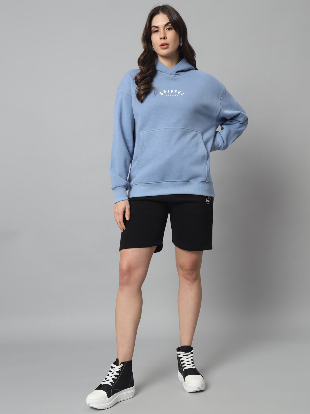 

GRIFFEL Printed Hooded Neck Long Sleeves Fleece & Cotton Tracksuits, Blue