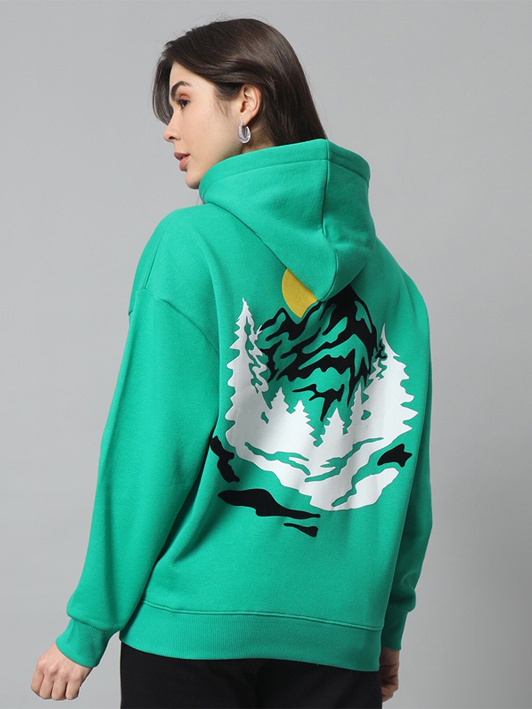 

GRIFFEL Graphic Printed Hooded Fleece Sweatshirt, Green