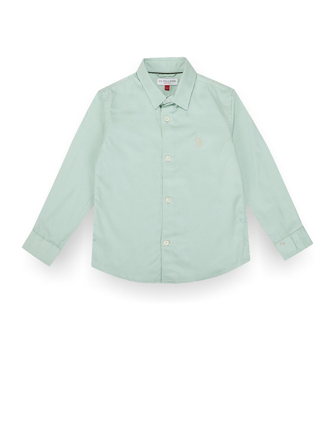 

U.S. Polo Assn. Kids Boys Green Spread Collar Classic Cotton Regular Fit Casual Shirt