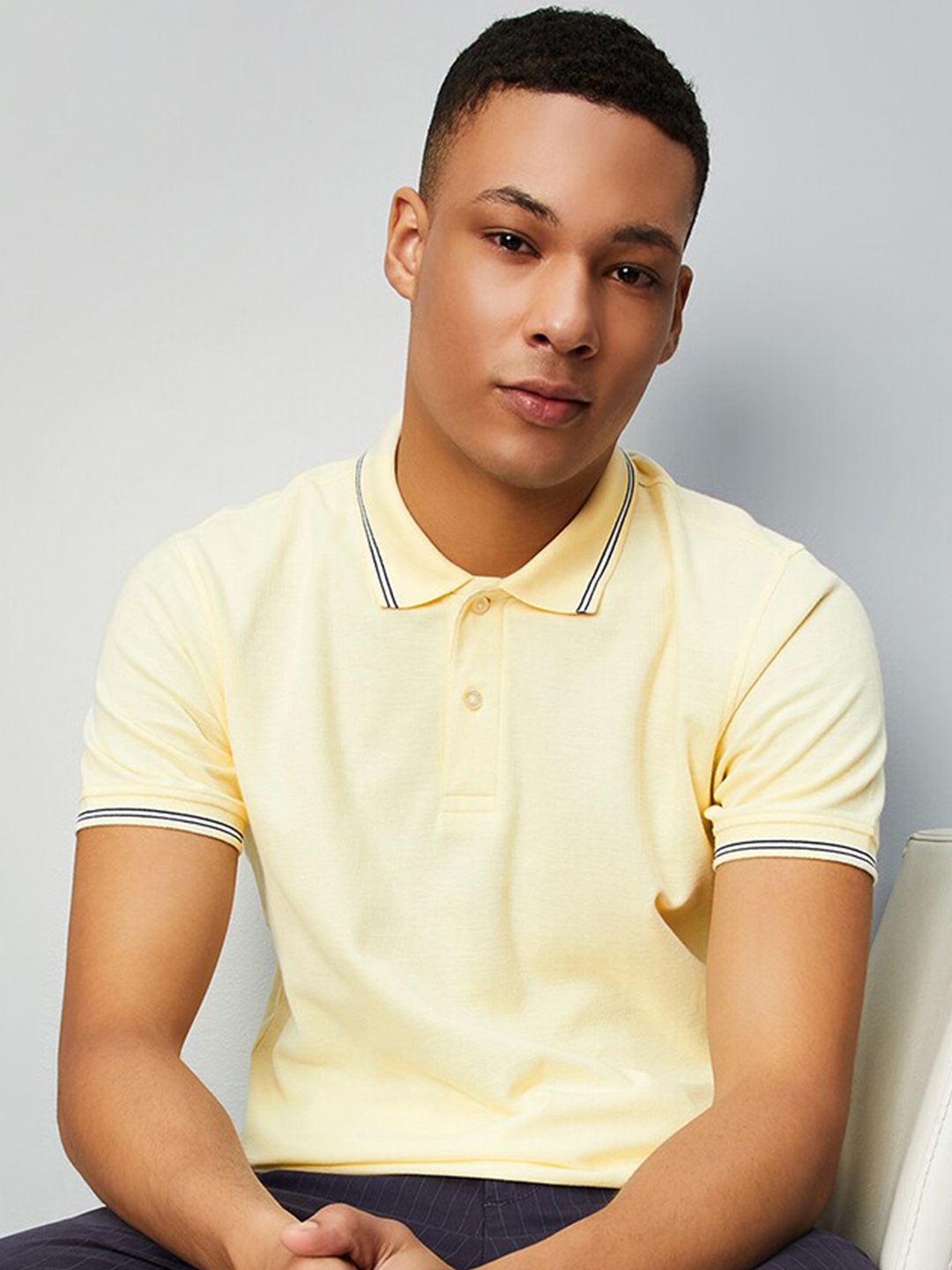 

max Polo Collar Short Collar T-shirt, Yellow