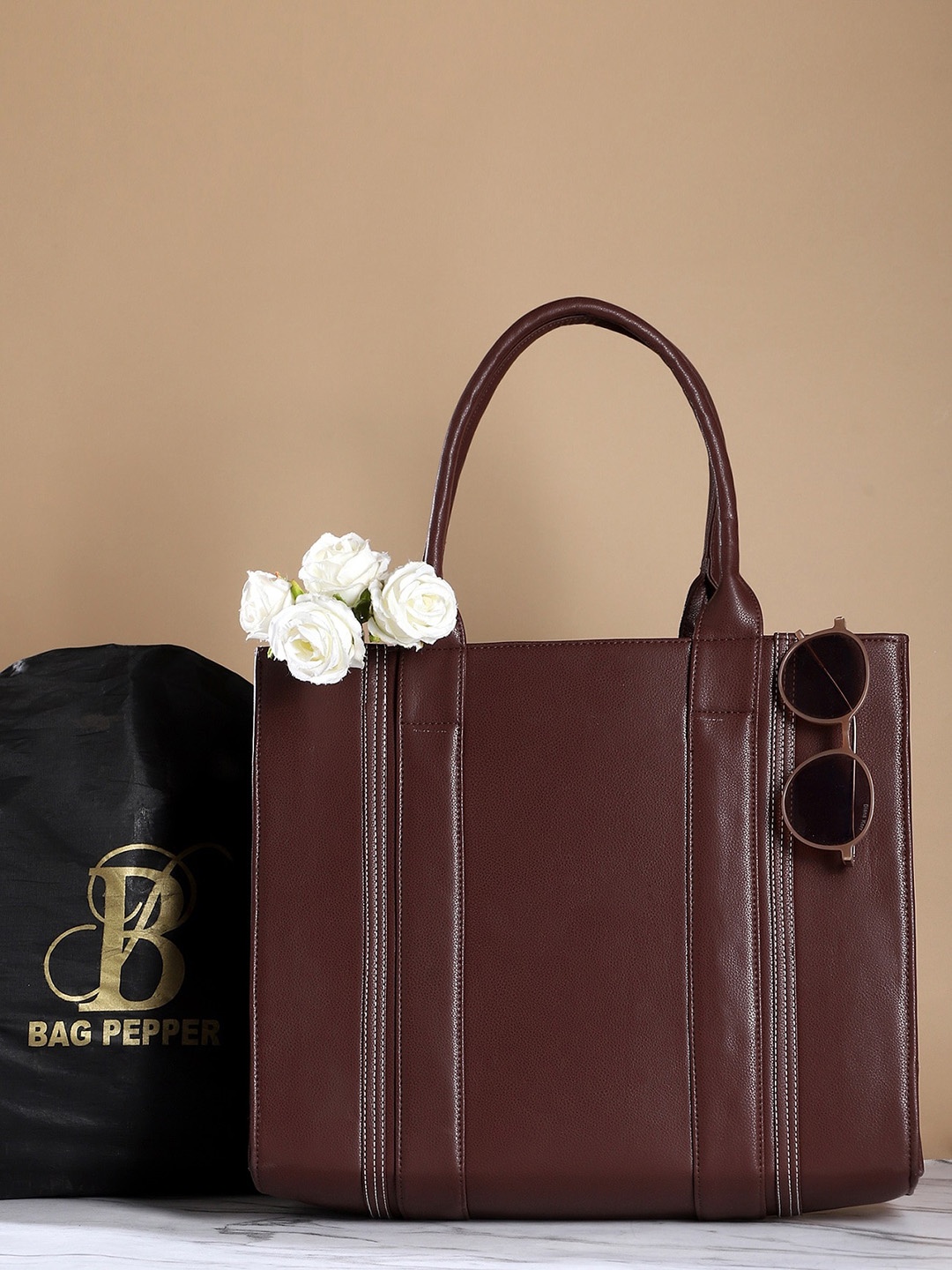 

Bag Pepper Textured Structured Oversized Shoulder Bag, Brown