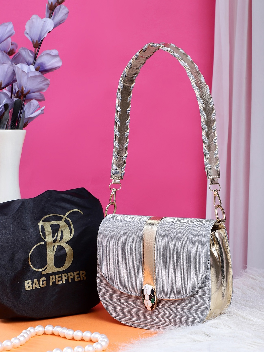 

Bag Pepper Textured Structured Shoulder Bag, Grey