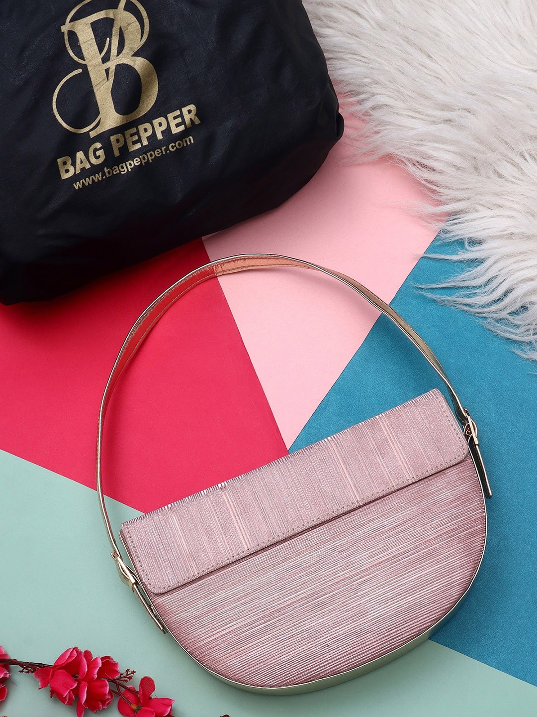 

Bag Pepper Textured Structured Shoulder Bag, Pink