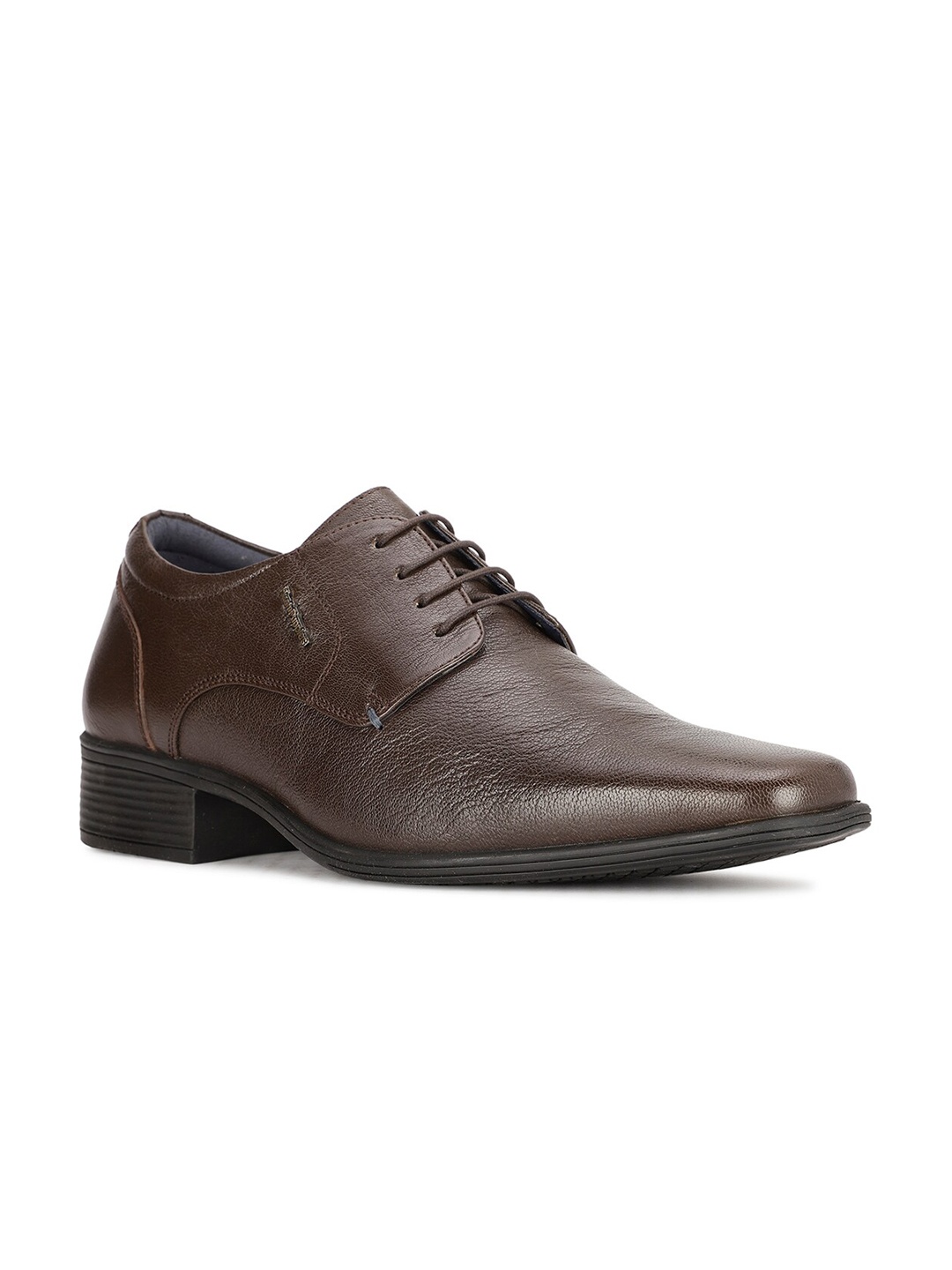 

Hush Puppies Men Textured Square Toe Leather Lace-Ups Formal Derbys, Brown