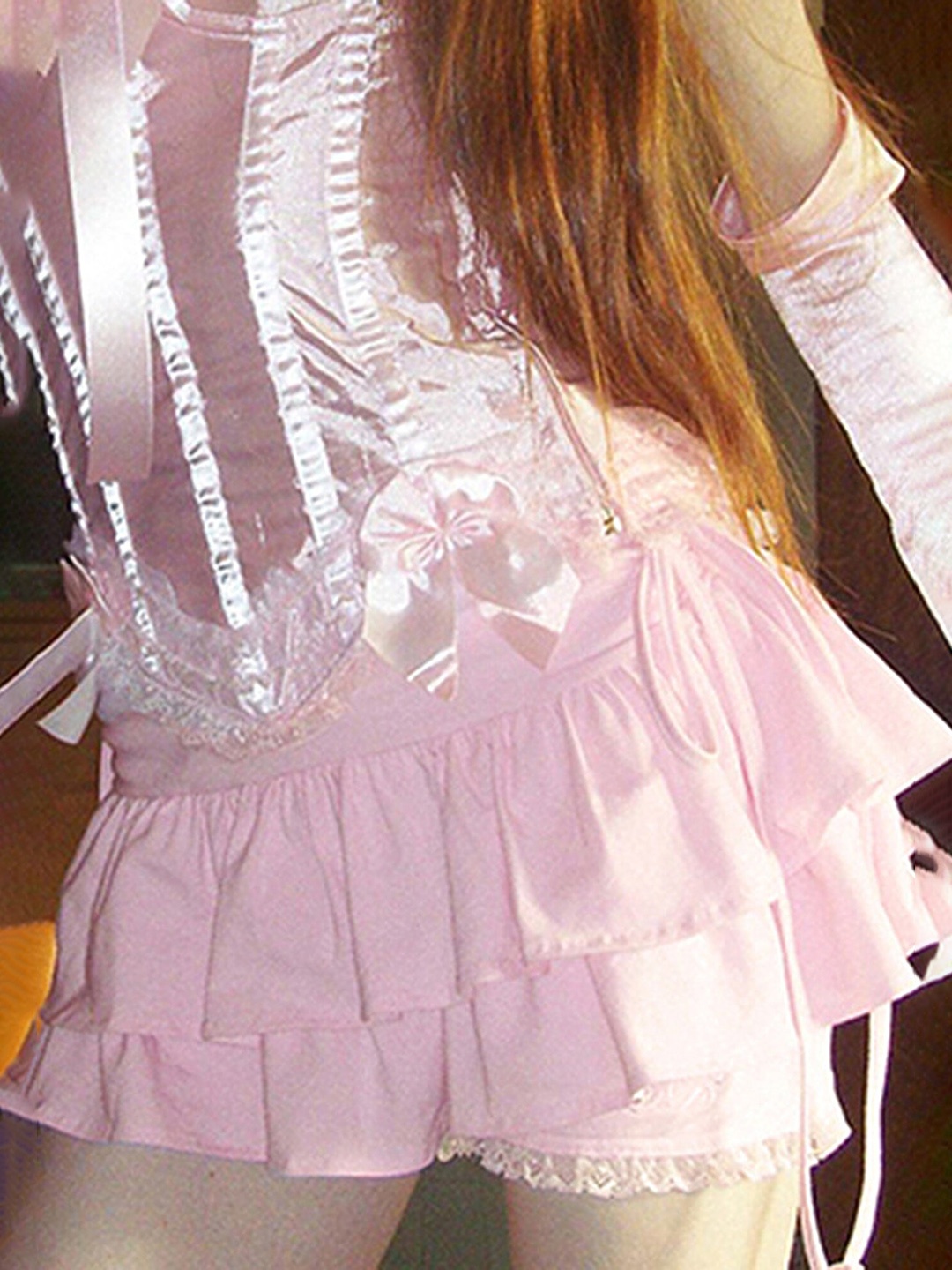 

LULU & SKY Gathered Detail Layered Skirt, Pink