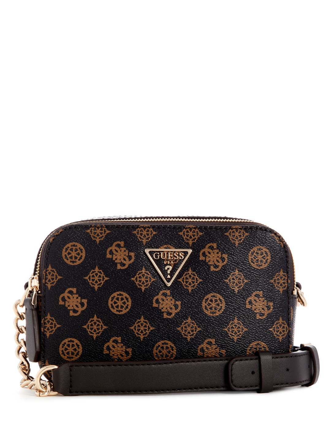 

GUESS Brand Logo Printed Structured Sling Bag, Black