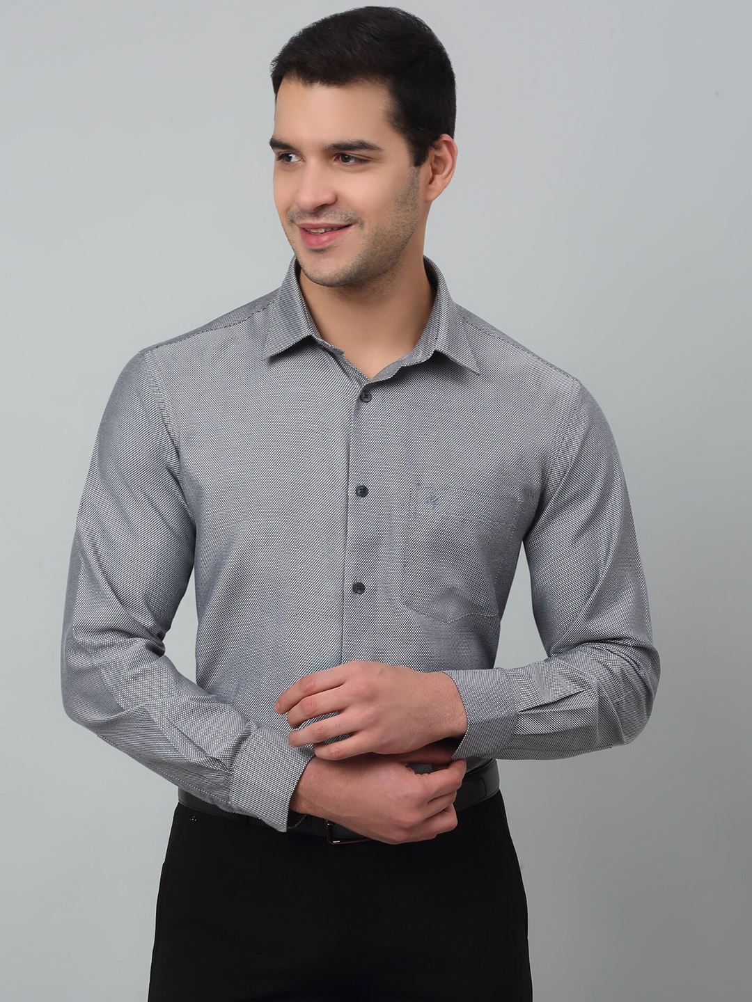 

Cantabil Comfort Regular Fit Spread Collar Long Sleeves Formal Shirt, Black