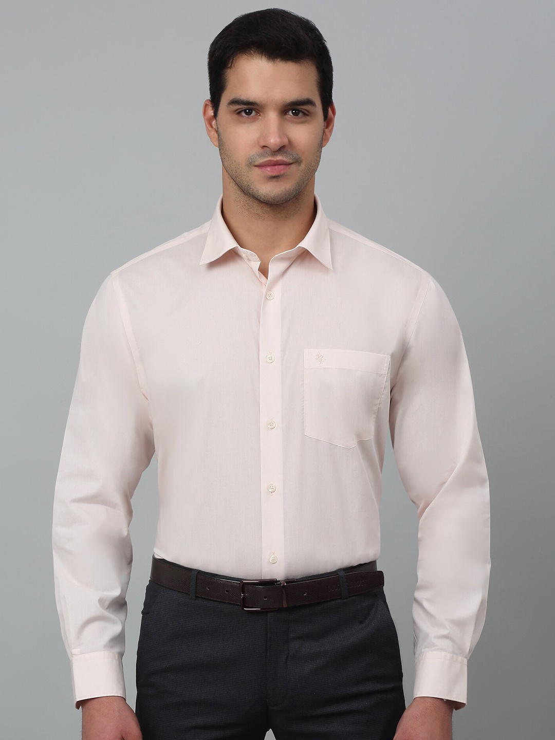 

Cantabil Comfort Regular Fit Spread Collar Long Sleeves Formal Shirt, Peach