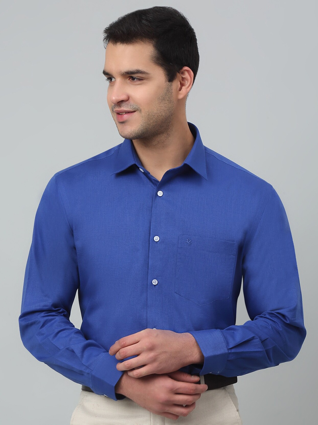 

Cantabil Comfort Regular Fit Spread Collar Long Sleeves Formal Shirt, Blue