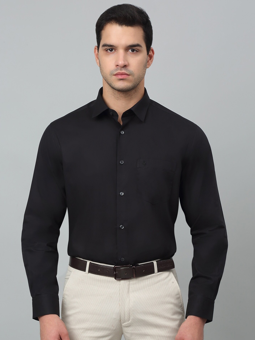 

Cantabil Comfort Regular Fit Spread Collar Long Sleeves Formal Shirt, Black