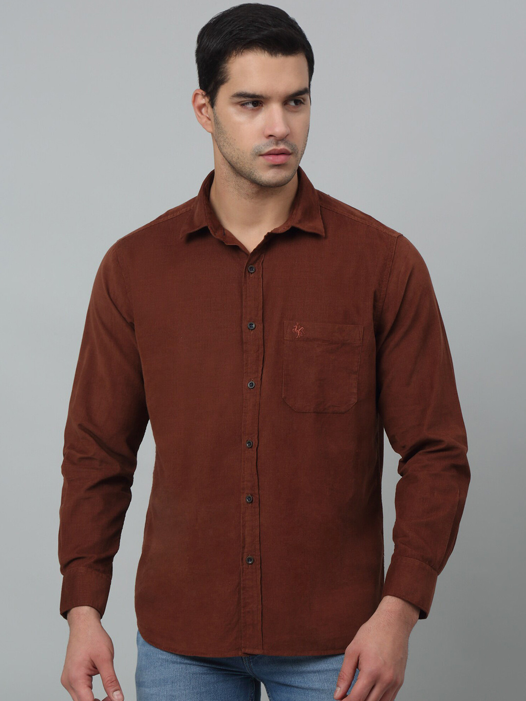 

Cantabil Comfort Regular Fit Spread Collar Long Sleeves Formal Shirt, Brown