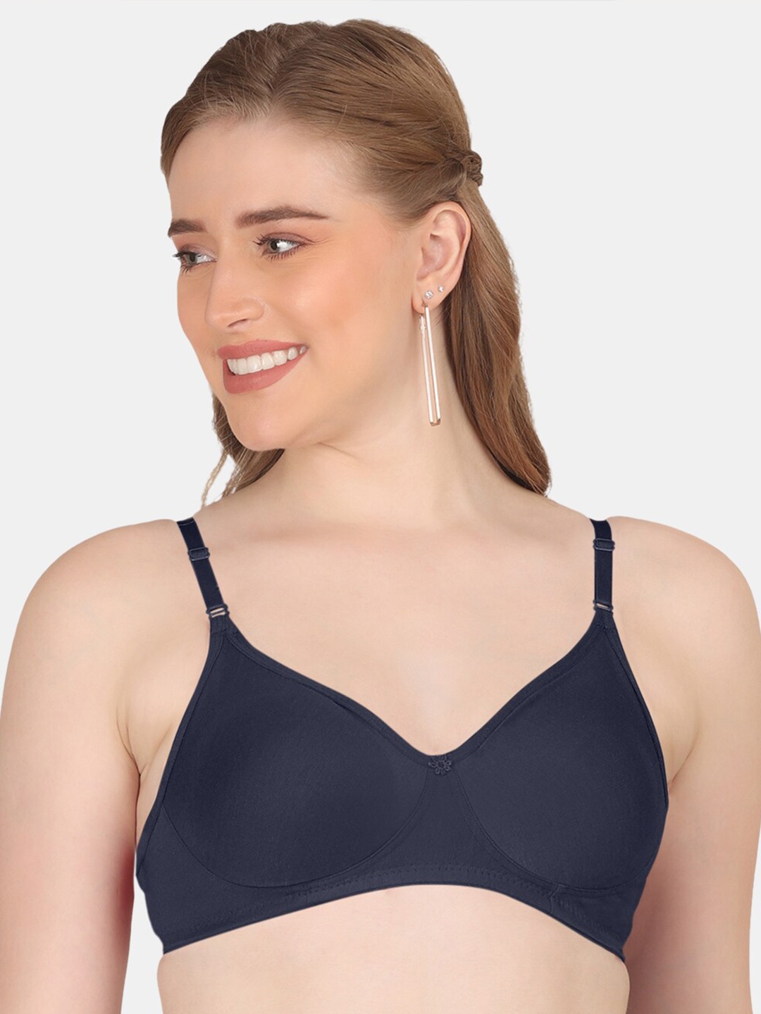 

POOJA RAGENEE Full Coverage Non Padded Cotton Everyday Bra With All Day Comfort, Navy blue