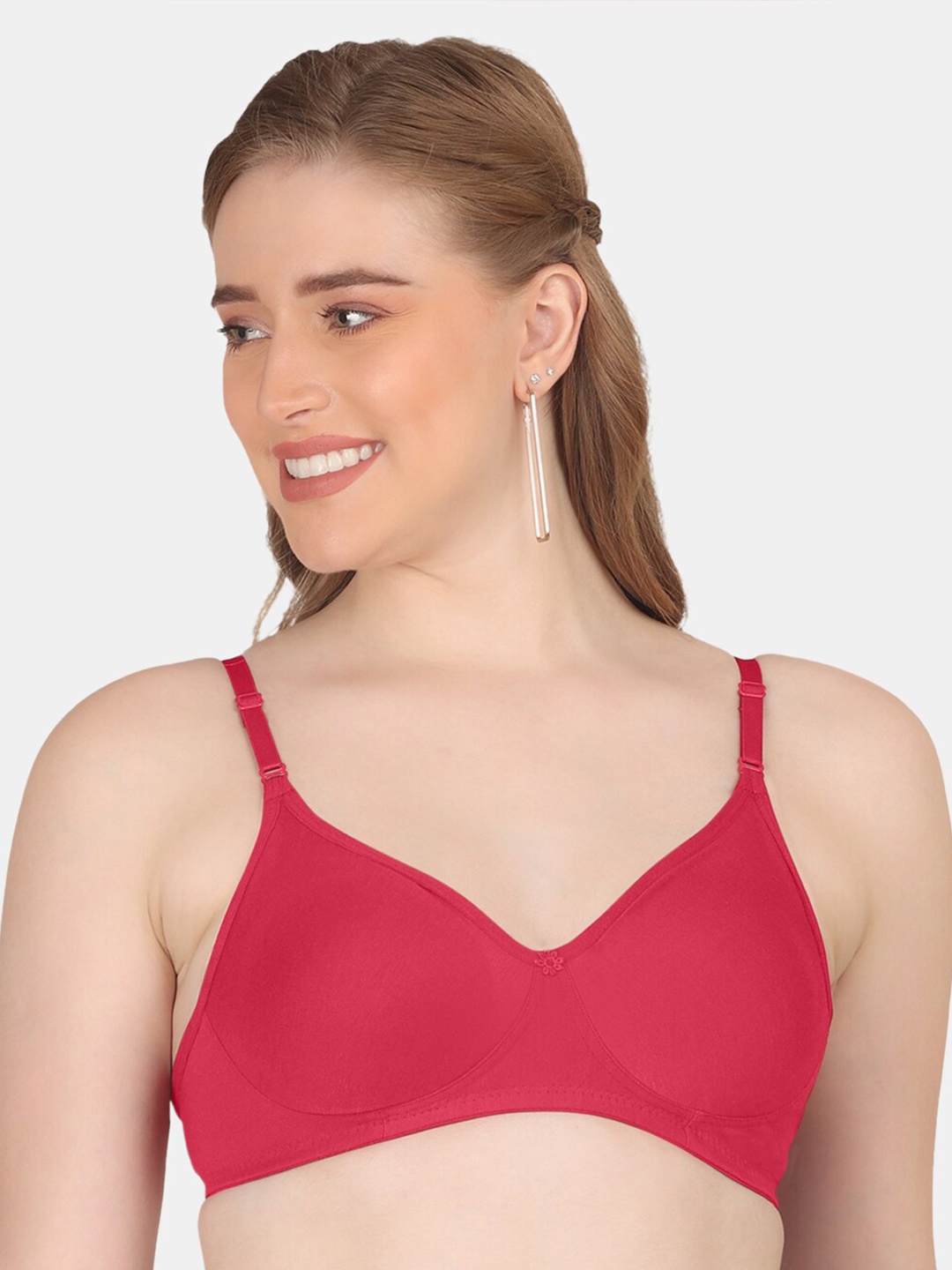 

POOJA RAGENEE Full Coverage Non Padded Cotton Everyday Bra With All Day Comfort, Magenta