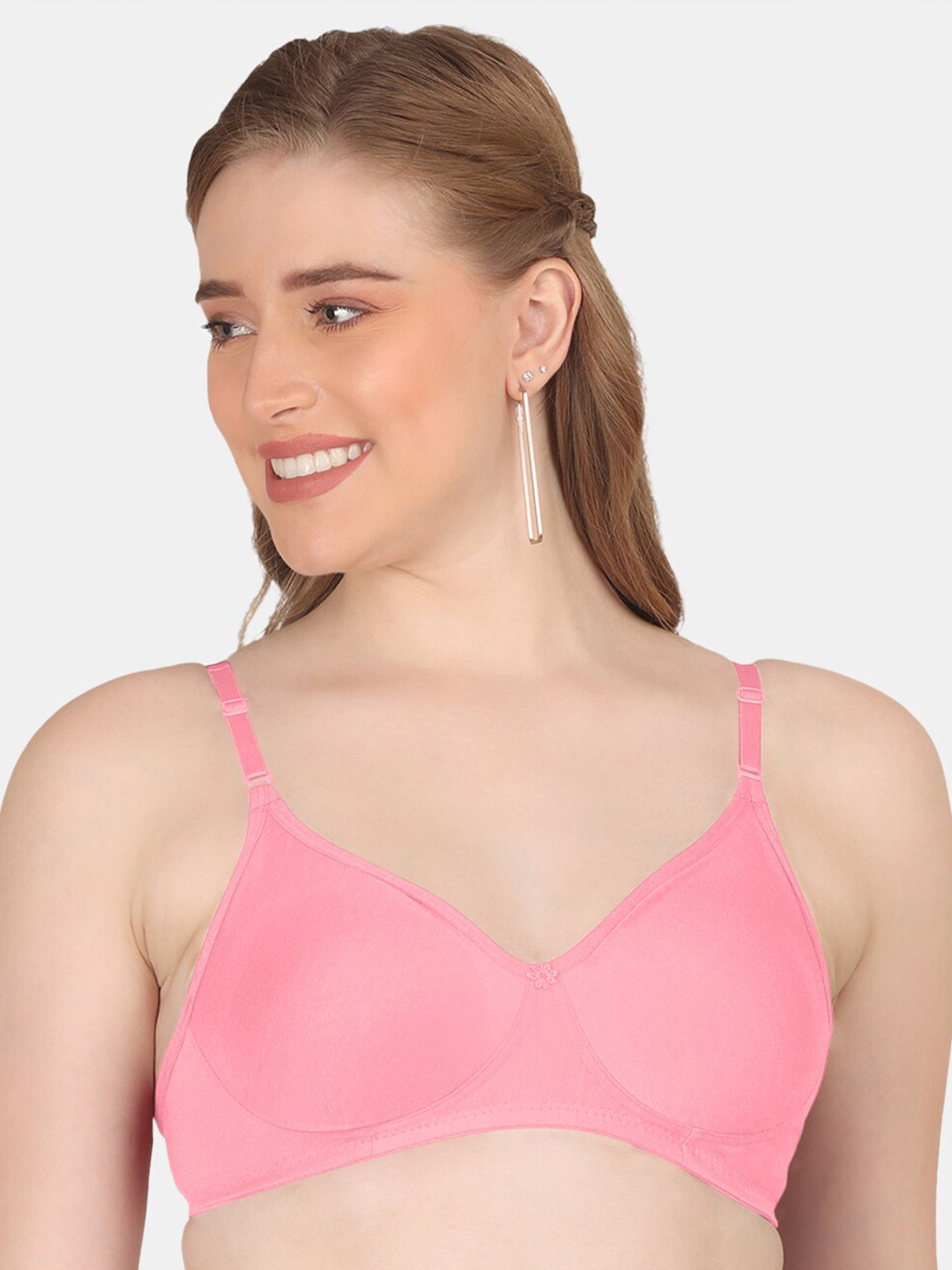 

POOJA RAGENEE Full Coverage Non Padded Cotton Everyday Bra With All Day Comfort, Pink