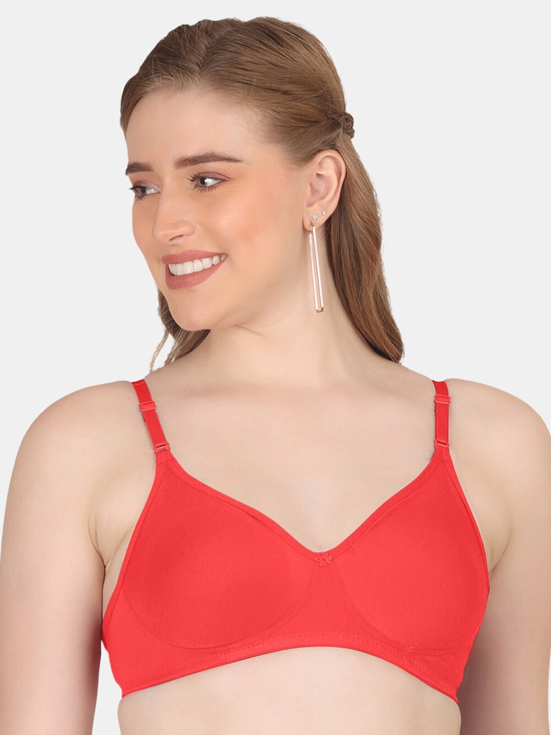 

POOJA RAGENEE Full Coverage Non Padded Cotton Everyday Bra With All Day Comfort, Coral