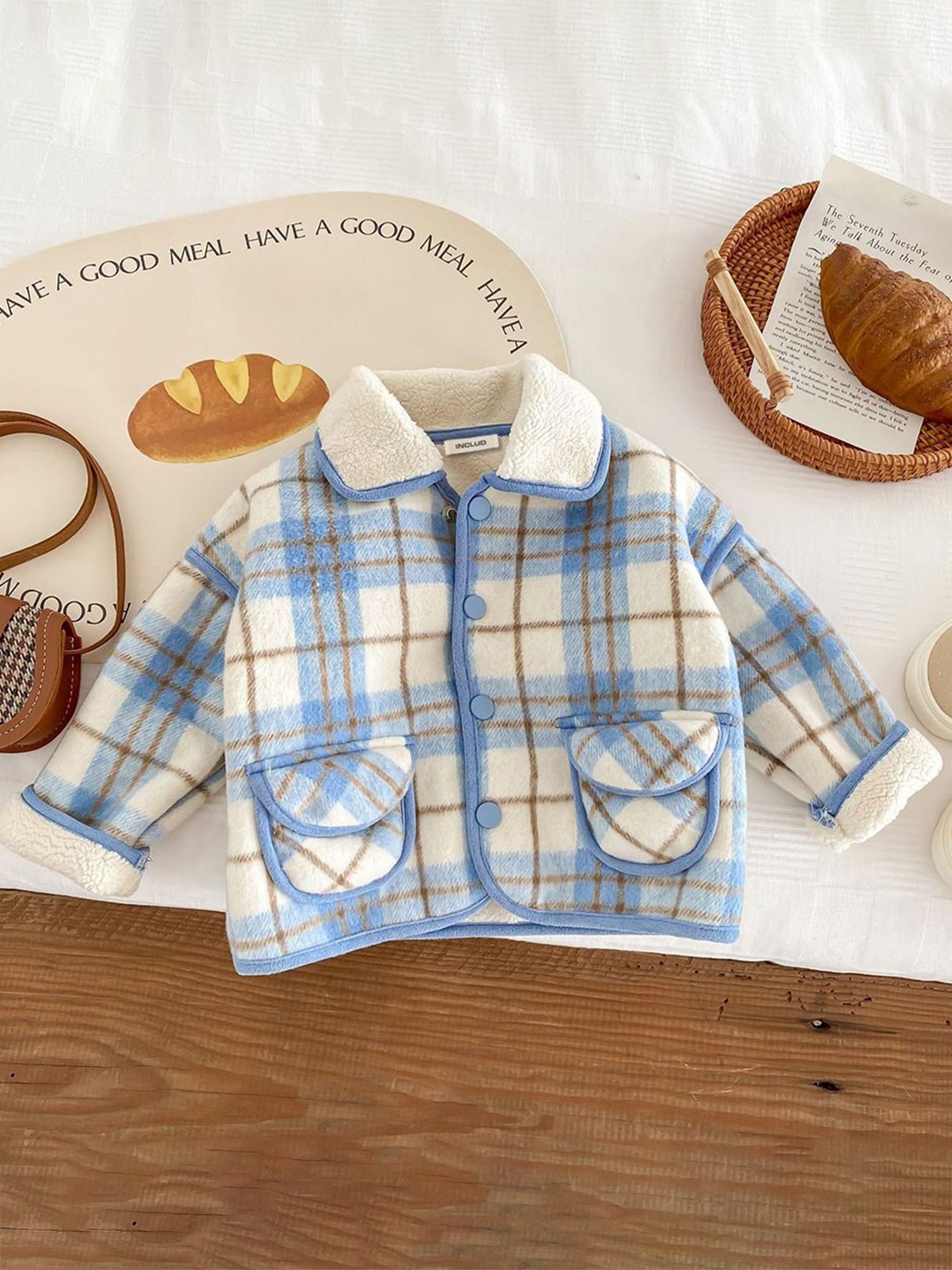 

INCLUD Boys Blue Checked Lightweight Quilted Jacket