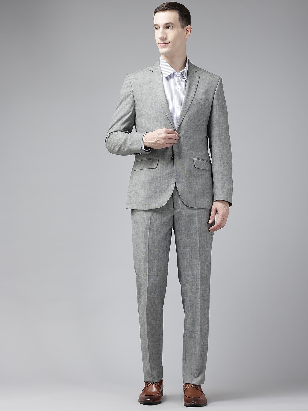 

Park Avenue Notched Lapel Collar 2 Piece Formal Suit, Grey