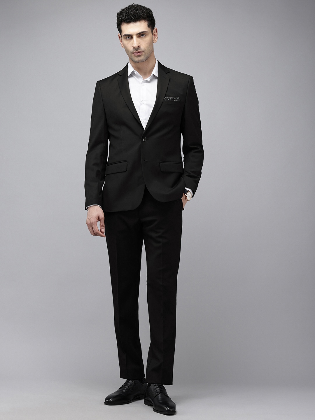 

Park Avenue Notched Lapel Single-Breasted Formal 2 Piece Suits, Black