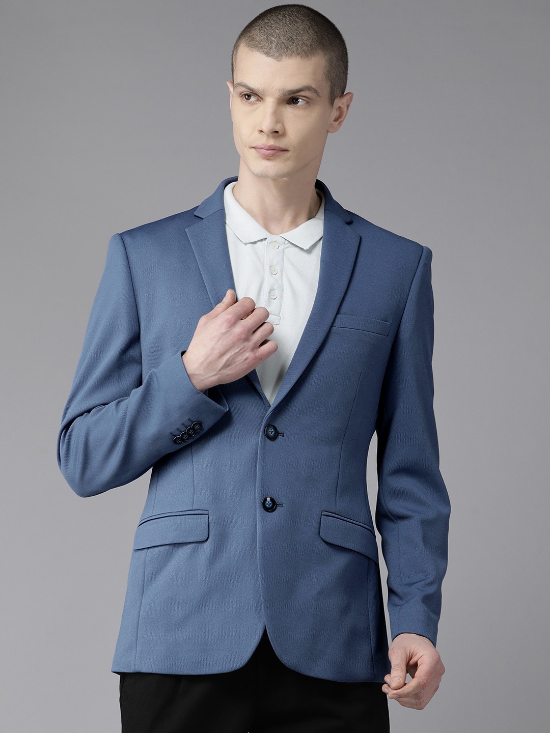 

Park Avenue Men Active Fit Single-Breasted Blazer, Blue