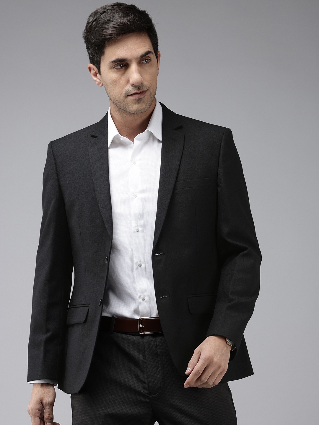 

Park Avenue Single-Breasted Slim Fit Formal Blazer, Black
