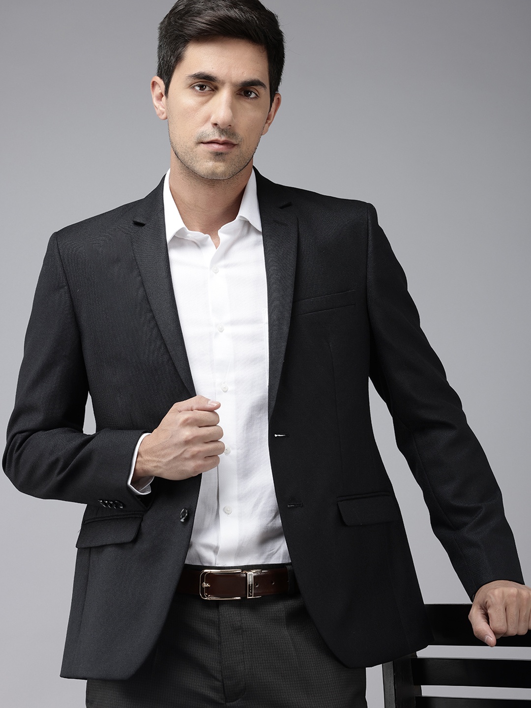 

Park Avenue Single-Breasted Formal Blazer, Black