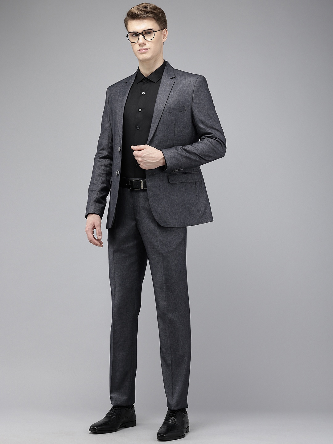 

Park Avenue Self Designed Super Slim Fit 2 Piece Party Suit, Grey