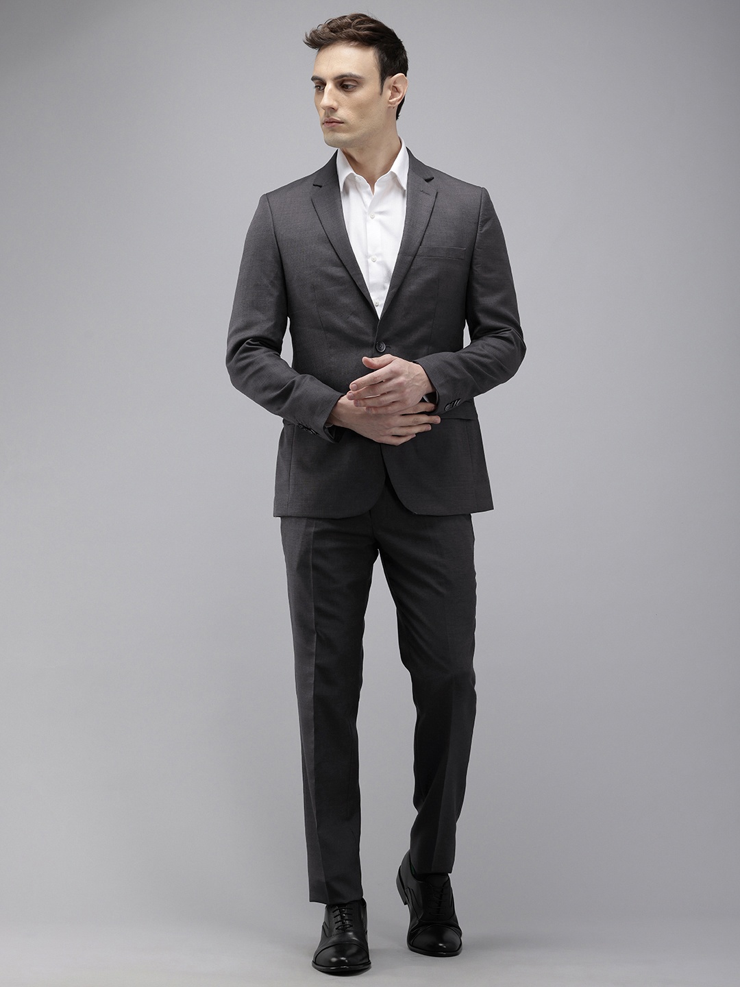 

Park Avenue Super Slim Fit Notched Lapel Collar 2 Piece Formal Suit, Grey