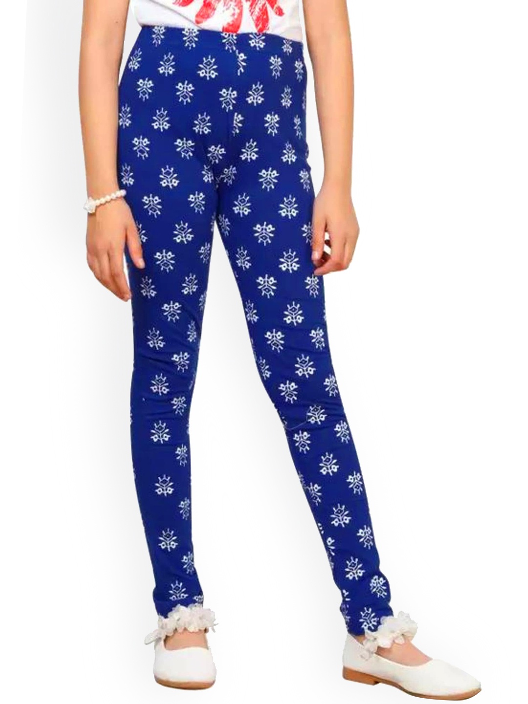 

FRENCH KLEIDER Girls Printed Bio Wash Ankle Length Legging, Navy blue
