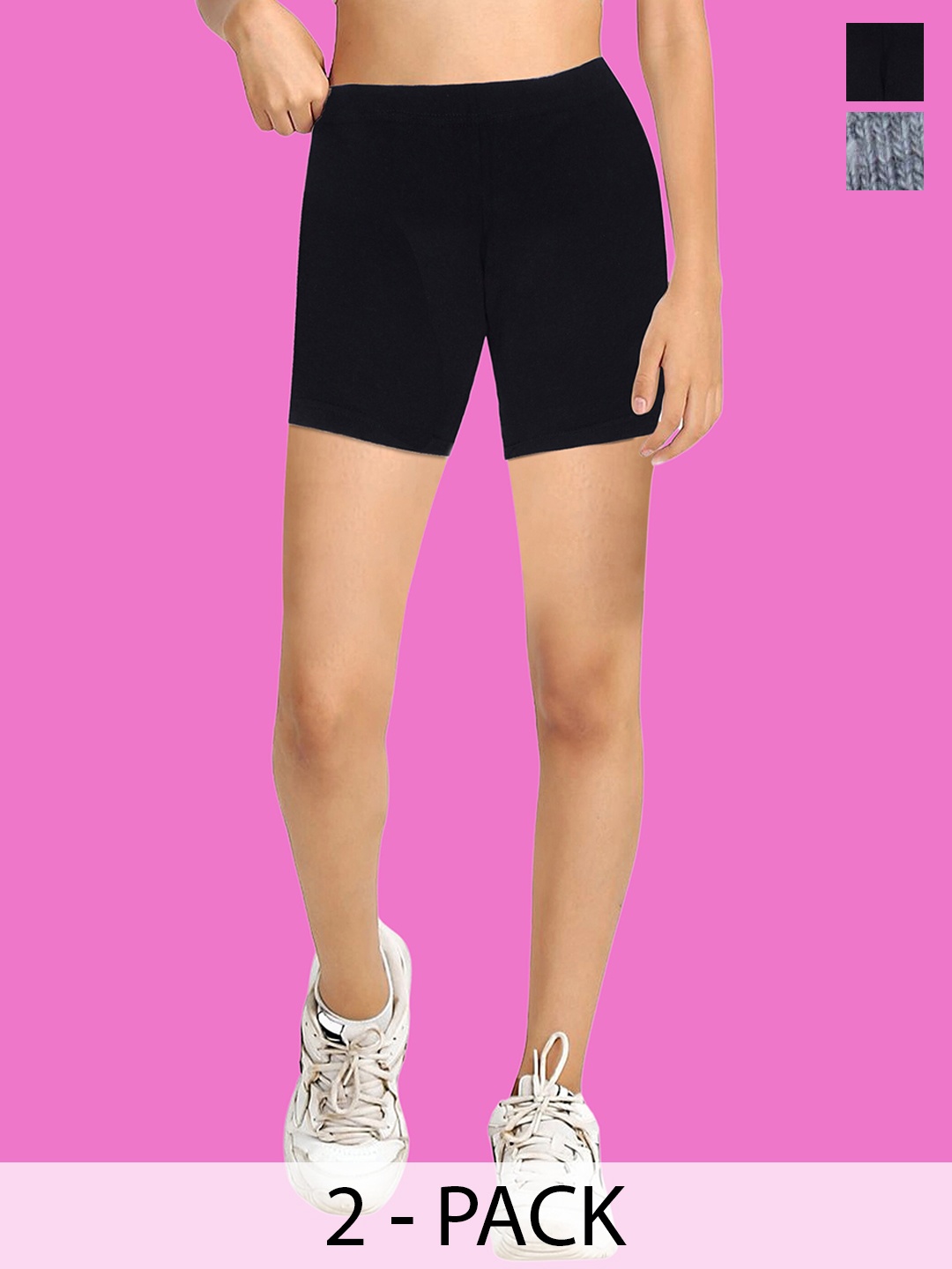 

DChica Women Pack Of 2 Cotton Boy Shorts Briefs, Black