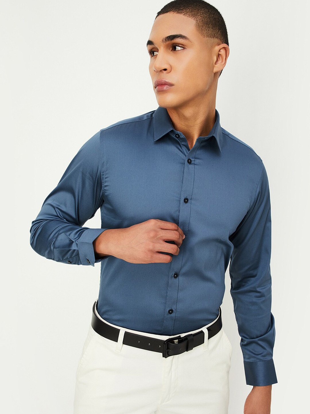 

max Spread Collar Formal Shirt, Grey