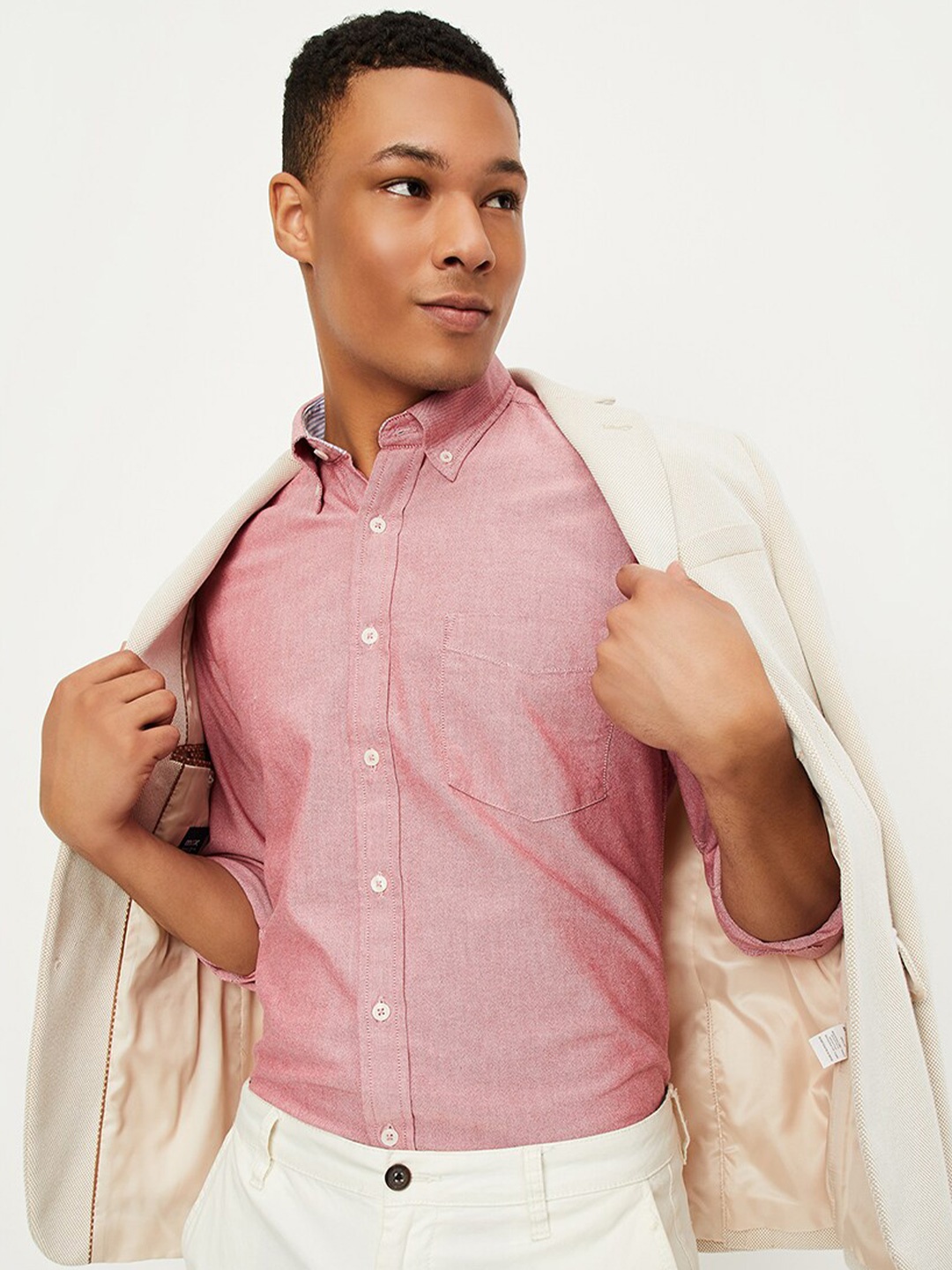 

max Regular Fit Cotton Casual Shirt, Pink