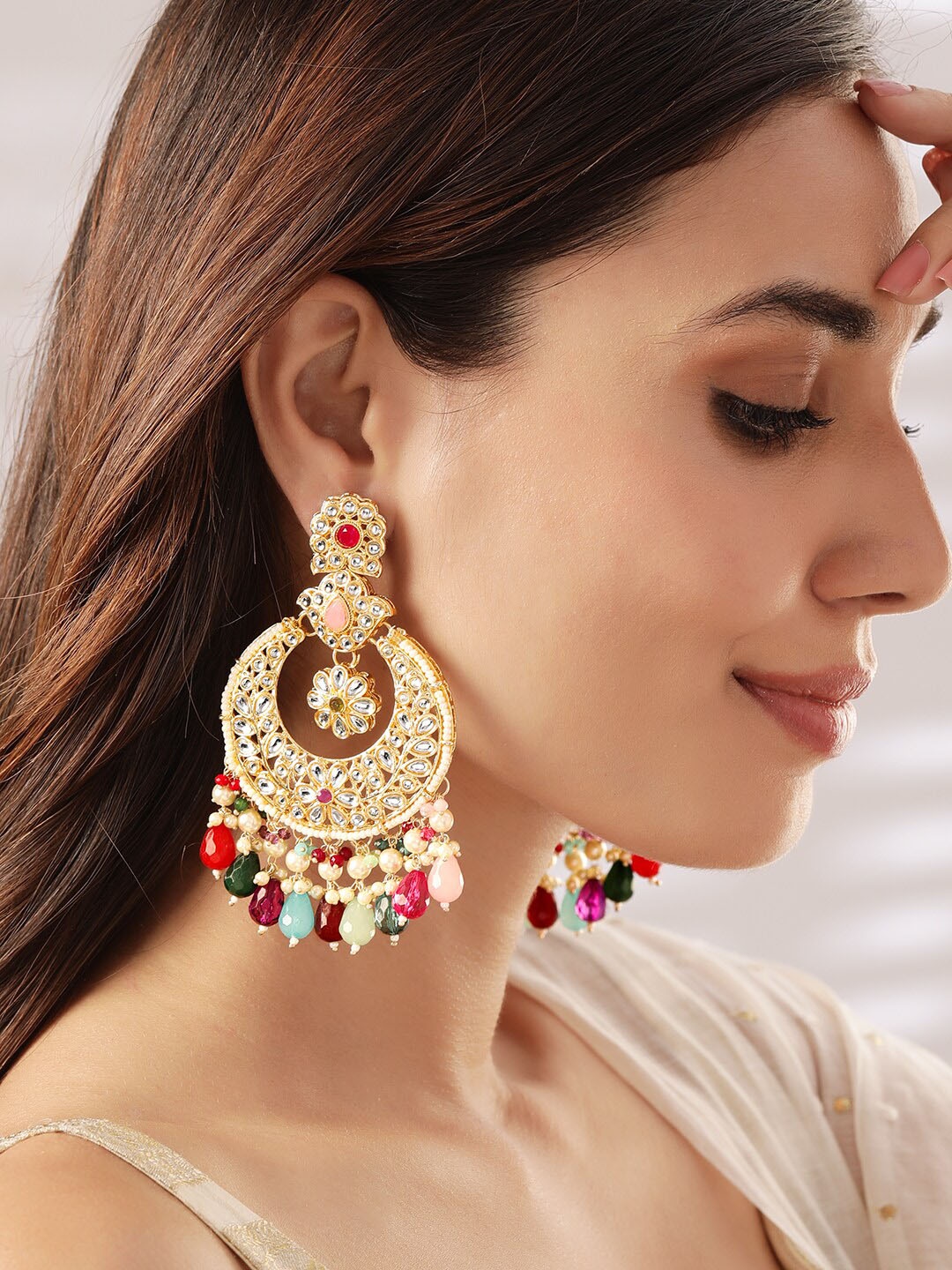 

Rubans Gold Plated Geometric Chandbalis