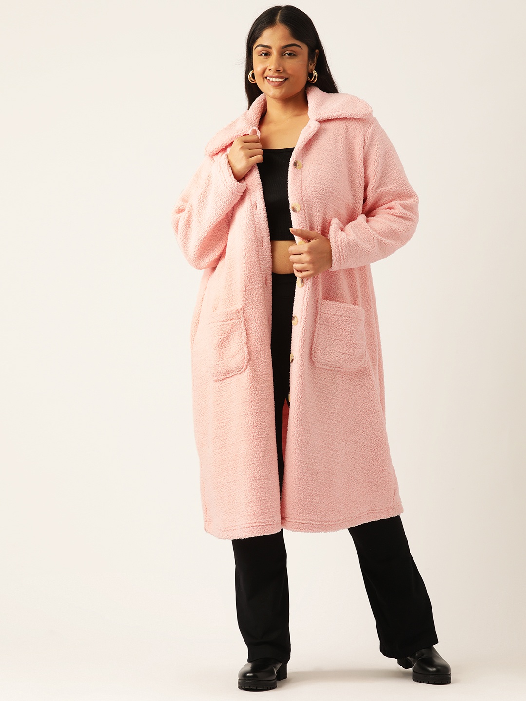 

theRebelinme Women Plus Size Longline Tailored Jacket, Pink