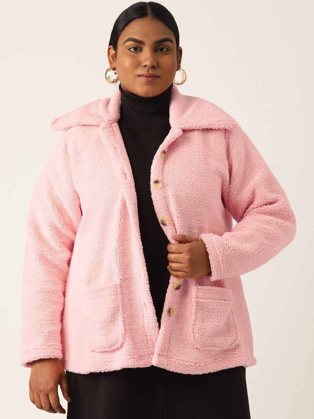 

theRebelinme Women Plus Size Longline Tailored Jacket, Pink