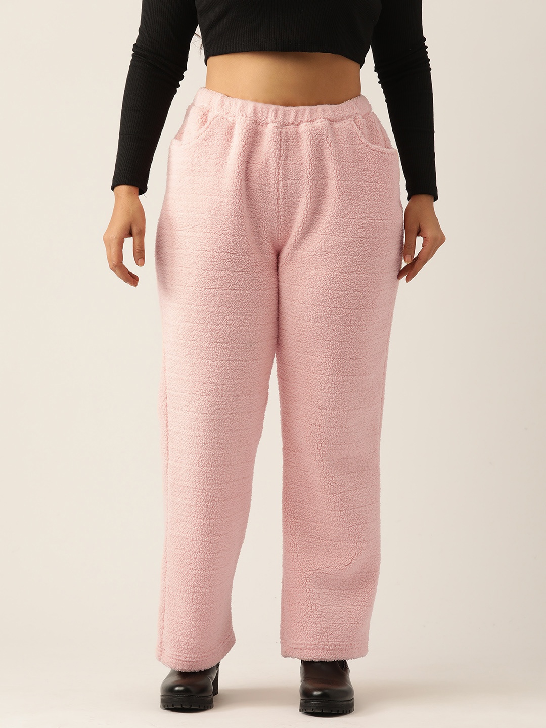 

theRebelinme Plus Size Relaxed High-Rise Trousers, Pink